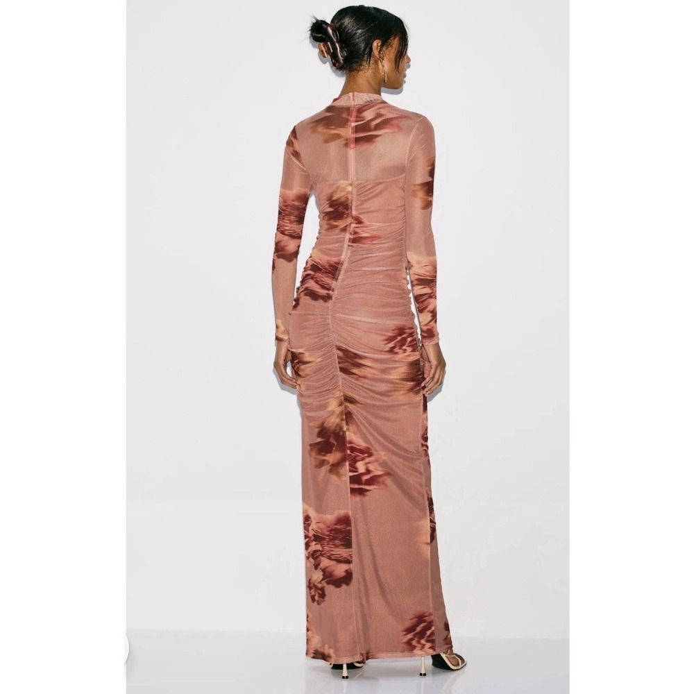 Black Halo Wendy Mesh Gown In Neutral Floral Size 6
